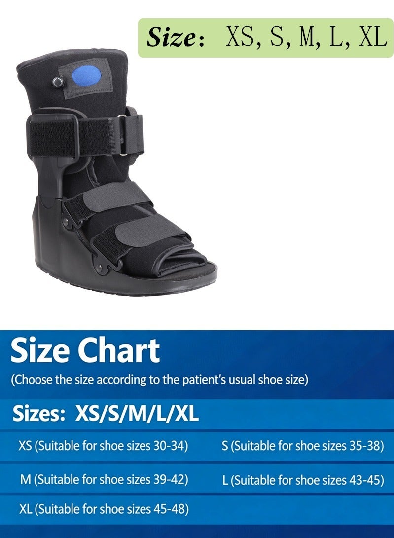 Halamine Walking Boot,Short Air Walker Boot, Inflatable Ankle Brace for Forefoot/Foot Injuries, Ankle Sprain & Foot Fracture Rehabilitation, Black High-Density Sponge - Image 2